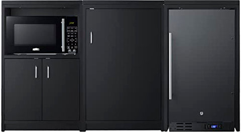 Summit Appliance CWSUITE64R 64" Wide Casework Suite, Black; Refrigerator and Microwave Included; ADA Compliant Countertop Height; 2.7 cu.ft. All-Refrigerator; Leveling Legs; Versatile Configuration