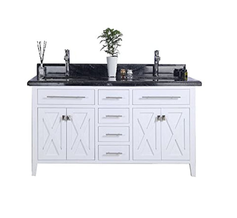 Wimbledon, 60, White Cabinet Black Wood Counter