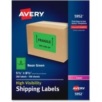 High-Visibility Permanent Laser ID Labels 5.5 x 8.5 Neon Green 200/Box