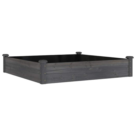 vidaXL Solid Fir Wood Raised Bed with Liner - Square Outdoor Planter Pot, Gray Finish, 47.2" x 47.2" x 9.8" for Garden/Patio Decor