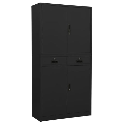 vidaXL Office Cabinet, Storage Cabinet with Lock, Lockable Metal Cabinet for Home Office, Filing Storage, Industrial Style, Anthracite Steel