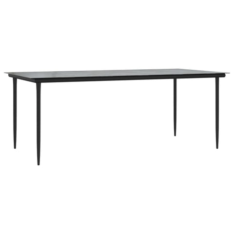 vidaXL Patio Dining Table - Black Steel & Tempered Glass Outdoor Dining/Garden Table - Rectangular 78.7"x39.4"x29.1" for Patio, Deck, Garden