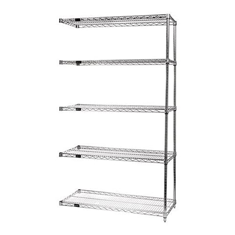 Quantum Storage Systems AD54-1460C Add-On Kit for 54" High 4-Tier Wire Shelving Unit, Chrome Finish, 14" Width x 60" Length x 54" Height