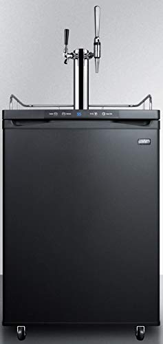 Summit Appliance SBC635MCMTWIN Dual Tap Coffee Dispenser in Black with a Combination Nitro/Flat Coffee Tap Kit in Stainless Steel, Auto Defrost, Digital Thermostat, Deep Chill Function