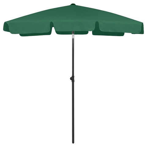 vidaXL Green Beach Umbrella - 70.9"x47.2" UV Protective and Anti-Fade Polyester, Vent for Enhanced Stability, Adjustable Tilt Function, Easy to Assemble, Ideal for Beach, Picnics & Outdoor Events