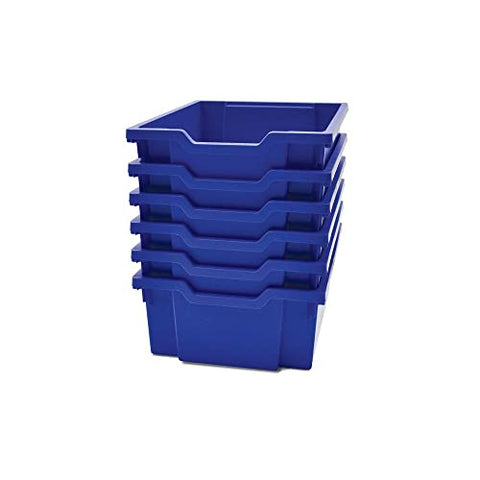 Gratnells Deep F2 Storage Tray, Pack of 6, Heavy Duty School, Industrial & Utility Storage Bins, 12.3" x 16.8" x 5.9" (Royal Blue)