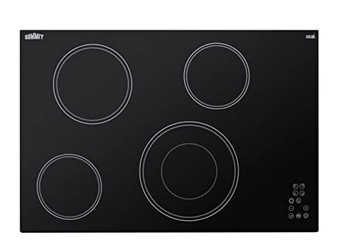 Summit 30" Electric Cooktop, 4 Burners, 208-240V Radiant Cooktop, Black- CR4B30T11B