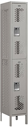 Salsbury Industries Assembled 2-Tier Vented Metal Locker with One Wide Storage Unit, 6-Feet High by 15-Inch Deep, Gray