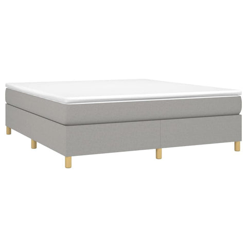 vidaXL Bed Frame Light Grey Polyester, Plywood, Engineered Wood King