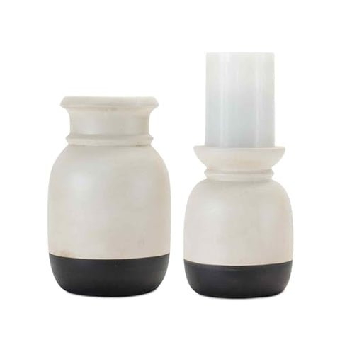 Melrose International Dual-Tone Ceramic Candle Holder (Set of 2)