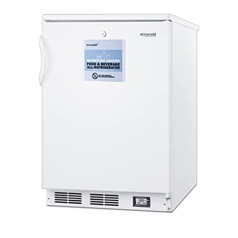 Summit Appliance 24” Refrigerator, Peak24, 5.5 cu.ft. Capacity, Undercounter, White- FF6LW7NZ