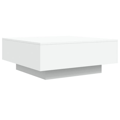 vidaXL Modern Coffee Table with Adjustable LED Lights - Engineered Wood Sofa Table in White - Living Room Centerpiece - 31.5"x31.5"x12.2"