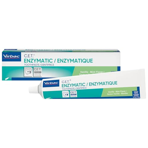 Virbac C.E.T. Enzymatic Toothpaste Eliminates Bad Breath by Removing Plaque and Tartar Buildup Best Pet Dental Care Toothpaste Vanilla Mint Flavor 2.5 Oz Tube