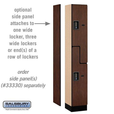 Salsbury 12" Wide Double Tier 'S' Style Designer Wood Locker - 1 Wide - 6 Feet High - 15 Inches Deep - Mahogany - Black Electronic Locks