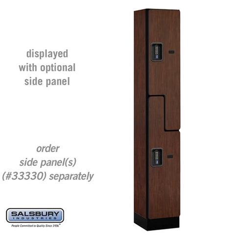 Salsbury 12" Wide Double Tier 'S' Style Designer Wood Locker - 1 Wide - 6 Feet High - 15 Inches Deep - Mahogany - Black Electronic Locks