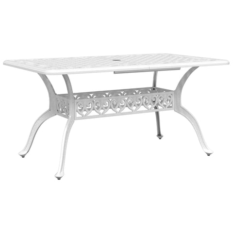 vidaXL Cast Aluminum Patio Table - White, Rectangular Garden/Porch Dining Furniture, Lightweight & Weather-, 59.1"x35.4"x28.3"