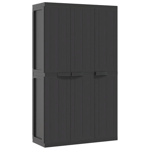 vidaXL Outdoor Storage Cabinet - Weather-Resistant Polypropylene/PP, Adjustable Shelves, Lockable, Compact Design for Garden/Balcony/Patio, Black, 38.2" x 14.6" x 65"