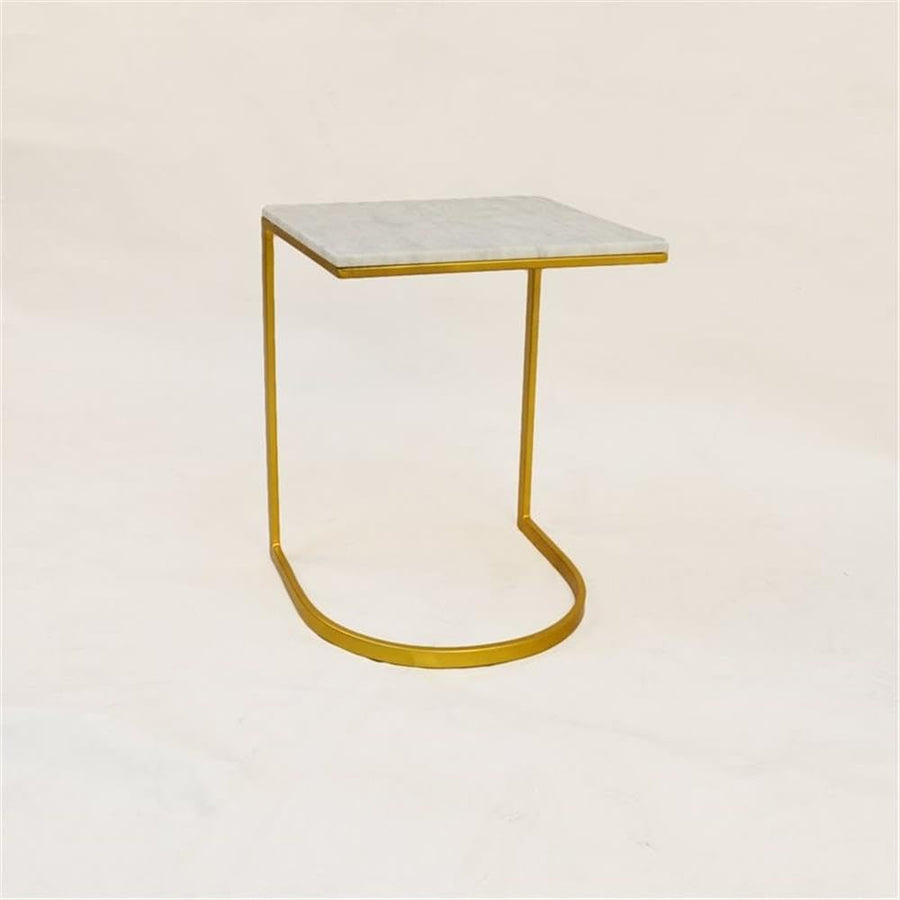 Carolina Classic Lorelie Marble Accent Table in White and Gold