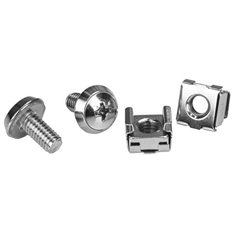 StarTech 100-Pack M6 12mm Screws, Square Hole Cage Nuts and Installation Tool, Hardware Mounting Kit for 19" or 10" Server Racks, Cabinets and Enclosures, Silver - TAA