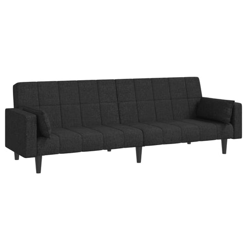 vidaXL Modern 2-Seater Loveseat/Sofa Bed - Convertible Fabric Day Bed, Wooden Frame, Includes Pillows, for Living Room or Office, Black