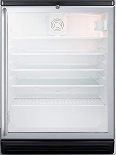 Summit SCR600BGLSHADA 24"" ADA Compliant Beverage Center with 5.5 cu. ft. Capacity Double Pane Tempered Glass Door Factory Installed Lock and Automatic Defrost in Stainless Steel