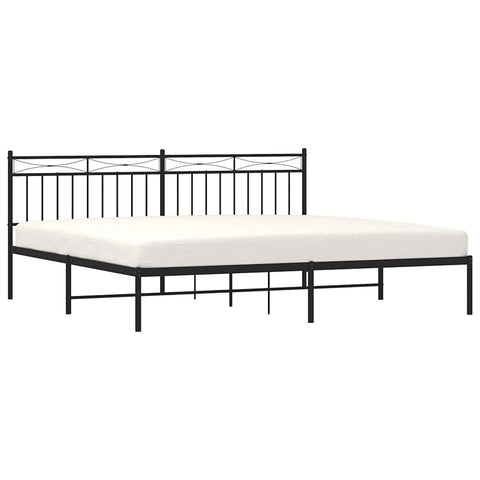 vidaXL 11'' King Metal Bed Frames with Headboard, Platform Bed Frame with Strong Metal Slats Support, Under Bed Storage, Noise Free, Black, Without Mattress