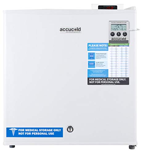 Summit Appliance FS24LVAC Accucold Compact All-Freezer, Digital Thermostat, NIST Calibrated Temperature Display, High/Low Temperature Alarm, 1.4 cu.ft Capacity, Manual Defrost, Removable Shelf