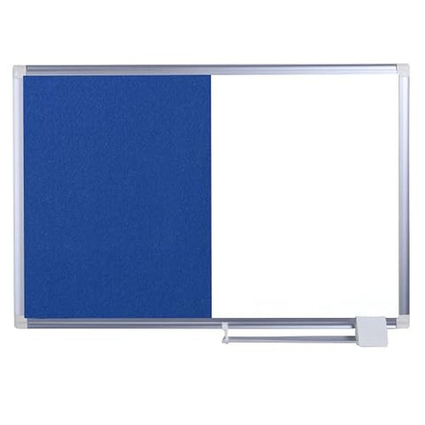 MasterVision New-Gen Series Magnetic Dry Erase White Board Blue Felt Bulletin Board Combo, Wall Mount, Sliding Marker Tray, 18" x 24", Aluminum Frame
