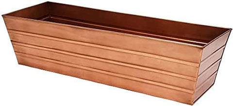 Oakestry Large Galvanized Steel with Copper Plated Flower Rectangle Indoor Decorative Window Flower Box Multiple Methods for Mounting, Copper