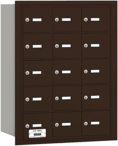 Salsbury Industries 3615ZRP 4B Plus Horizontal Mailbox, 15 A Doors, Rear Loading, Private Access, Bronze