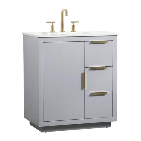 Elegant Decor Blake 30" Aluminum Alloy MDF Single Bathroom Vanity in Gray