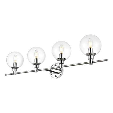 Living District Jaelynn 4-Light Iron & Glass Bath Sconce in Chrome/Clear
