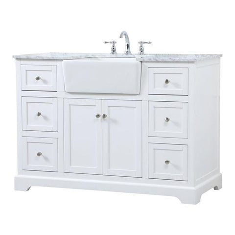 Elegant Decor Franklin 48" Aluminum and MDF Single Bathroom Vanity in White