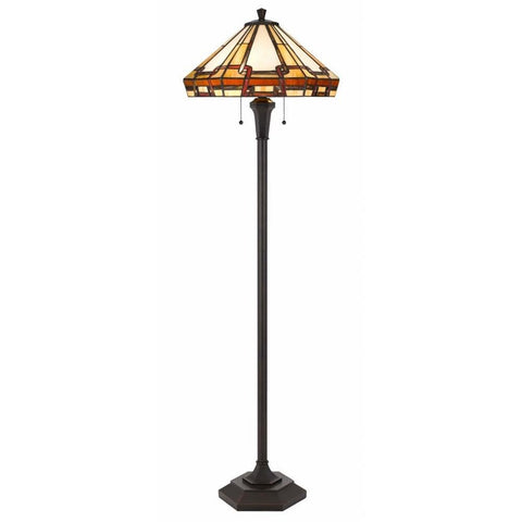 59.25" Height Dark Metal and Resin Floor lamp with Glass Tiffany Shade