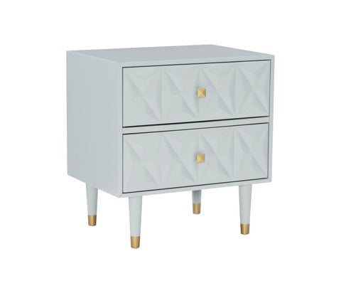 Linon Two Drawer Geo Texture Nightstand Grey