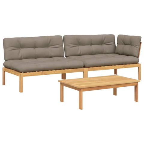 vidaXL 3-Piece Garden Sofa Set Made of Pallets with Cushion Acacia Wood