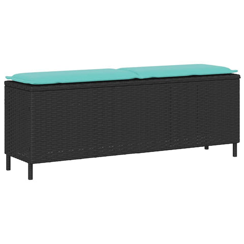 vidaXL Patio Bench with Cushion Black 43.3"x11.8"x15.9" Poly Rattan, Garden Bench, Garden Bench seat, Garden loveseat, Outdoor Bench, Park Bench