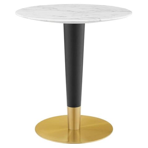 Modway Zinque Artificial Marble Dining Table, 28 Inch, Gold White