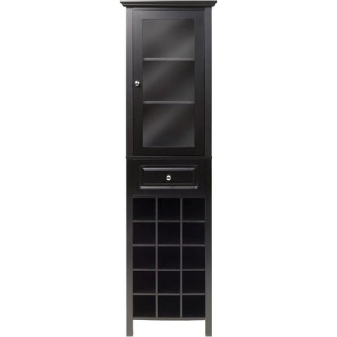 Oakestry Burgundy Wine Storage Black Elegant Wooden Wine Rack Stylish Compact Storage Unit Space Saving Wine Organizer Functional Bar Furniture for Kitchen Dining Room Living Room Home Decor