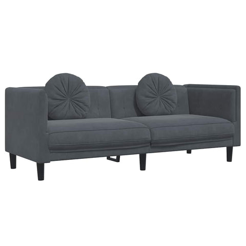 vidaXL Sofa Dark Grey Velvet (100% Polyester), Plywood, Solid Wood