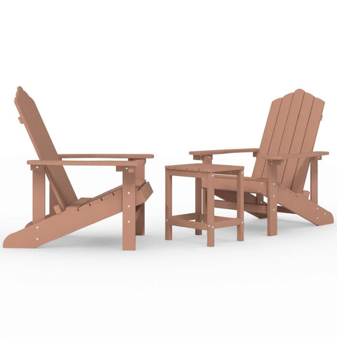 vidaXL Adirondack Chair, Outdoor Adirondack Chair with Table for Patio, Lawn Chair for Outdoor Porch Garden Backyard Deck, HDPE Brown