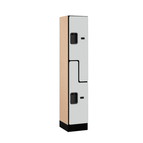 12Inches  Wide Double Tier S Style Designer Wood Locker - 1 Wide - 5 Feet High - 15 Inches Deep - Gray
