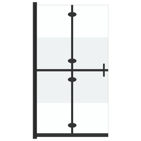 vidaXL Shower Enclosure, Foldable Walk-in Shower Wall with Double Handles, Shower Screen for Walk-in Bathroom, Half Frosted ESG Glass 47.2"x74.8"