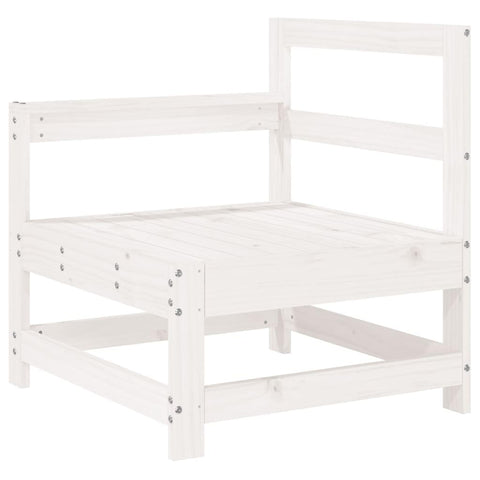 vidaXL Patio Corner Sofa - Outdoor Sectional Furniture - White Solid Pine Wood, Modular Design with Backrest & Armrest - Garden, Patio, Terrace Use - Dimensions: 24.4"x26"x27.8"
