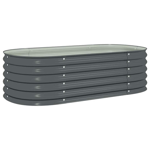 vidaXL Galvanized Steel Raised Garden Bed-Gray, Oval Plant Box for Outdoor Patio/Balcony 63"x31.5"x17.3"