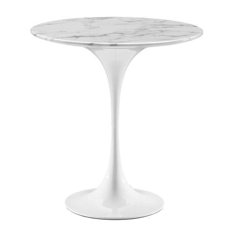 Modway Lippa Round Marble Side Table with White White Finish EEI-5680-WHI-WHI