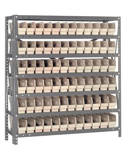 Quantum Storage Systems 1239-100IV Solid Heavy Duty 7 Shelves 72 Economy Ivory Bins 39" H x 36" W x 12" D
