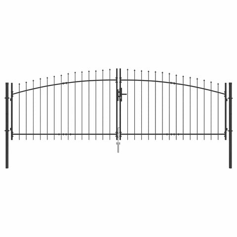 vidaXL Double Gate with Lock Grey 400 x 199.5 cm Steel, Garden & Terrace Entry Gate, Modern Heavy-Duty Build, Secure, Minimalist Grey Steel, Super Functional Design