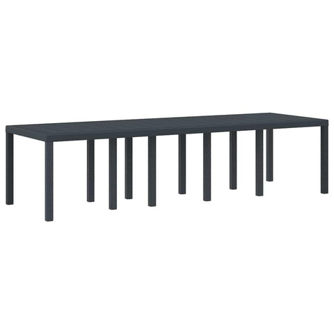 vidaXL Garden Table Anthracite 118.11 x 39.37 x 28.74 in Poly Rattan, Modern Garden Table, Rectangular, Durable Poly Rattan Dining Furniture for Outdoor Patio, Weather-Resistant Seating Area