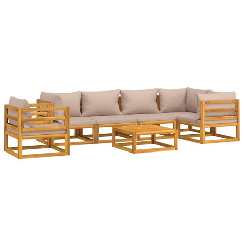 vidaXL 7-Piece Patio Furniture Set - Solid Acacia Wood Sectional Sofa with Taupe Cushions & Coffee Table for Outdoor Garden Lounge, Decorative, Modular